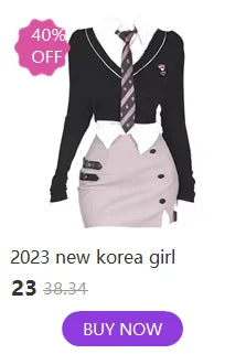 2025 improved sexy jk uniform women short shirt long sleeve jacket patchwork design skirt fashion korea jk suit set women w939