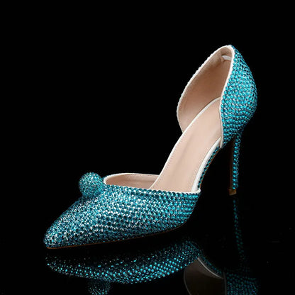 Ins Fashion Runway Show Luxury High Heel Color Hot Diamond Gradient Women'S Shoes Sandal Blingbling Wedding Shoes Dinner Pumps