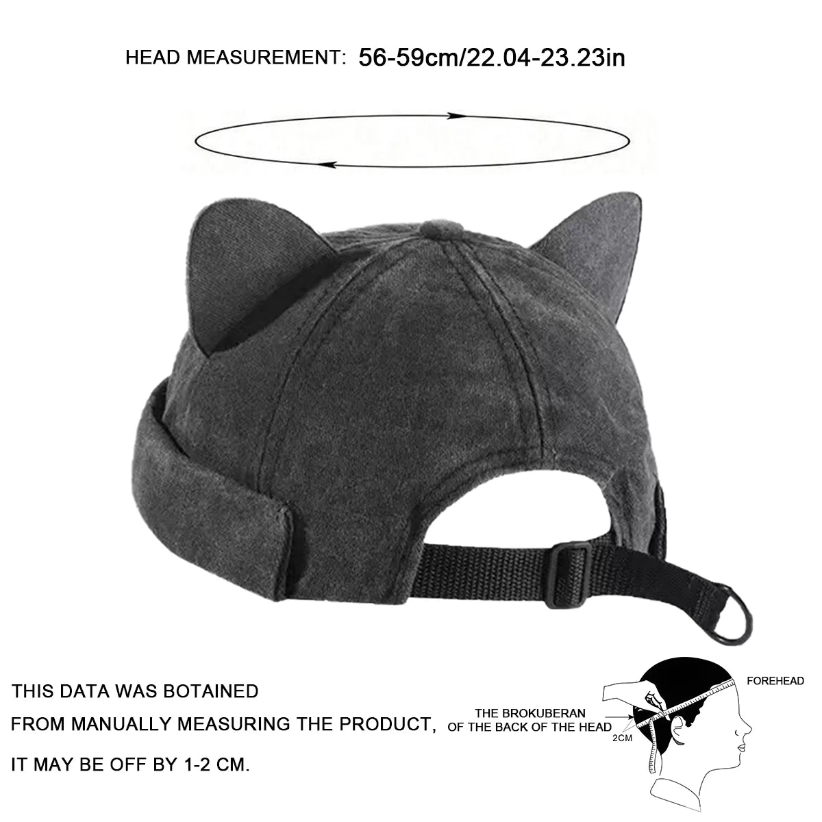 Unisex Cat Ears Wash Landlord Caps Spring and Autumn Adjustable Melon Skin Hats Literary Hip Hop Hat Painter Cap