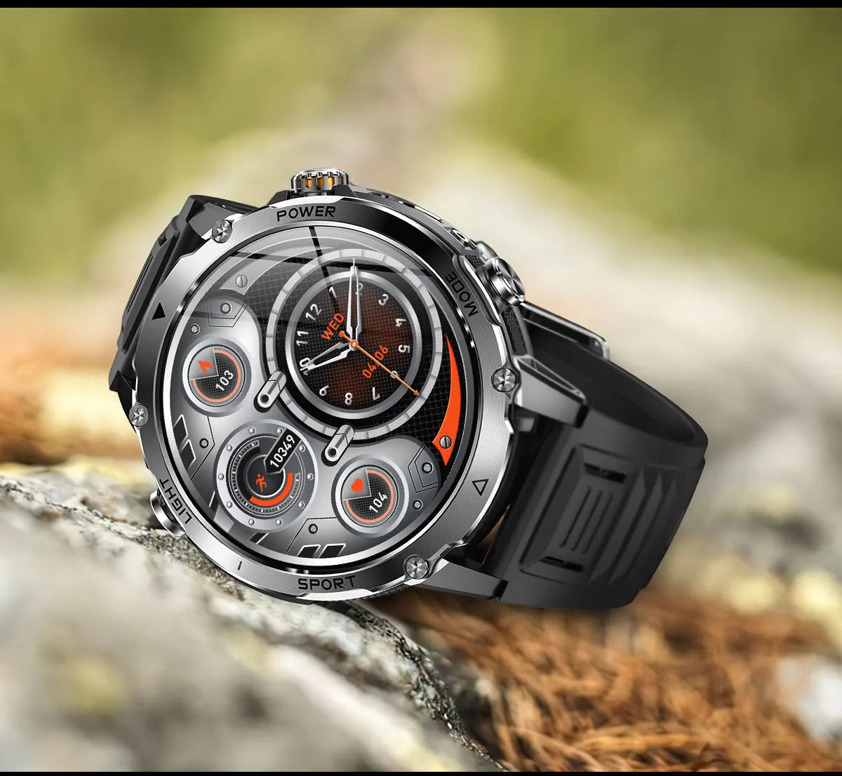 New 1400mAh Big Battery Smart Watch Men Outdoor GPS Flashlight IP68 Waterproof Bluetooth Call AMOLED Military Sports Smartwatch