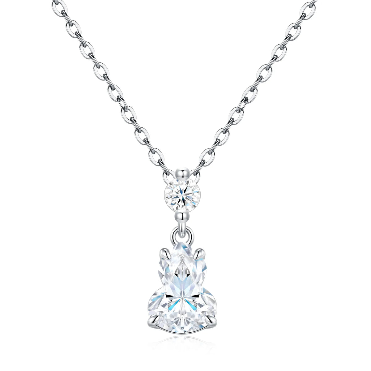 925 Sterling Silver Moissanite Pendant Necklace Sparkling D VVS1 Chain Exquisite Gourd Shape Design Moissanite Gemstone Necklace For Women Wonderful Birthday Engagement Anniversary Valentine’S Day Gift For Girl Friend Wife