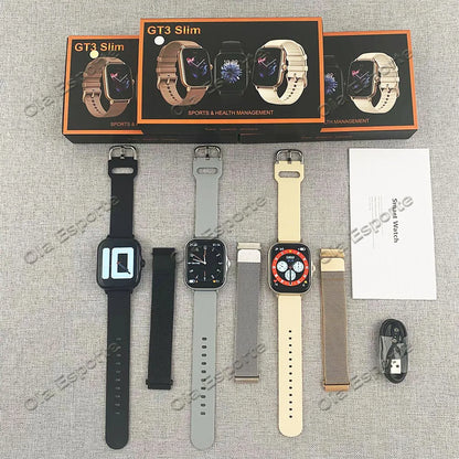 +2Pcs Smart Watch Women 2.01 Inch Voice Assistant Waterproof smarthwhatch Men Sport Smartwatch Fitness Tracler Bracelet 2024 New