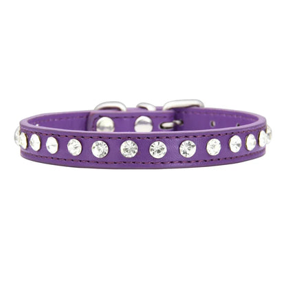 Personalized Rhinestones Dog Collar 16 Colors PU Leather for Small Dog Puppy Chihuahua Pink Pet Strap Necklace Pet Accessories
