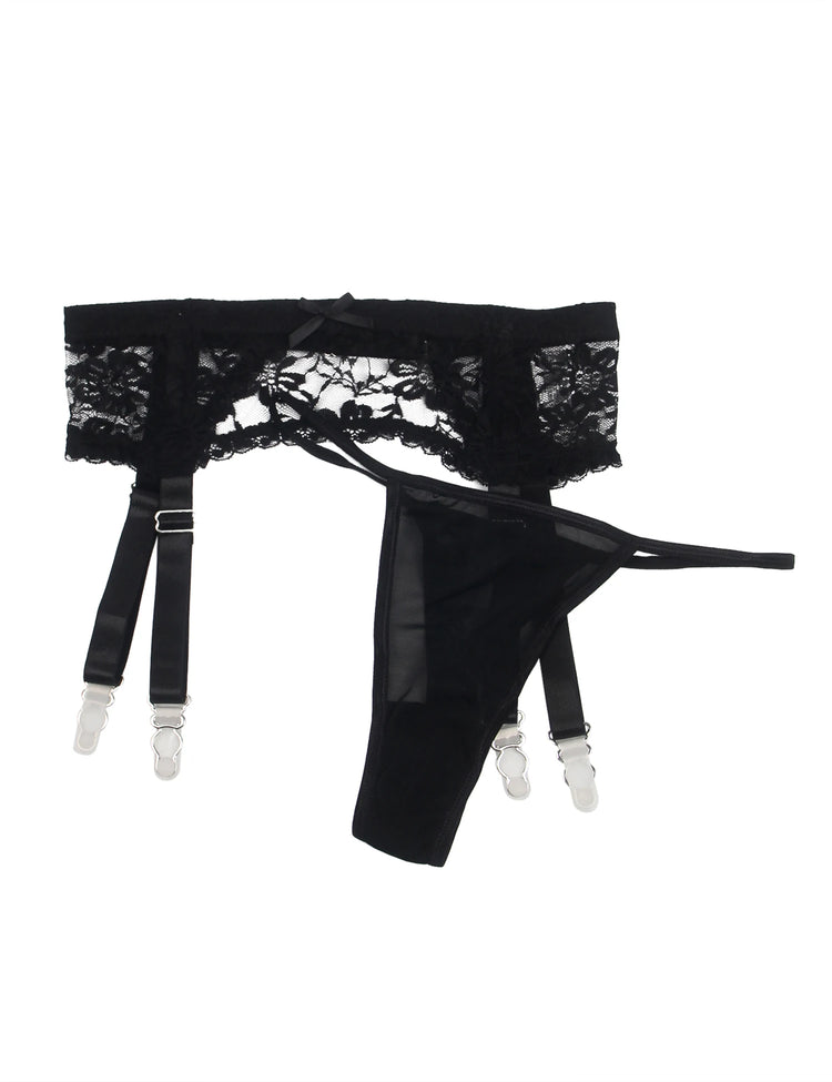 Comeondear Black Stocking Belt High Waist Big Size 5XL Panty Suspenders Lace Elastic Strappy Garter Lingerie Suits Erotic Briefs