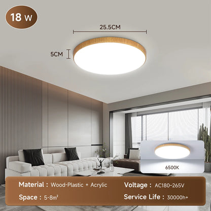 Wood Grain Ceiling Lamp Led Indoor Bathroom Lamps 220V Panel Led Kitchen Lighting for Living Room Waterproof IP44 Ceiling Lights