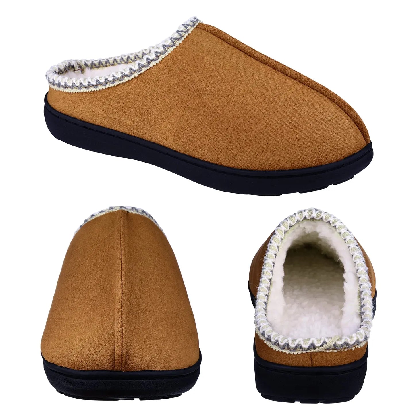 Comwarm Winter Warm Cotton Slippers For Women Men Flats Soft Non-slip Fluffy Shoes Design Slides Couple Indoor House Slippers