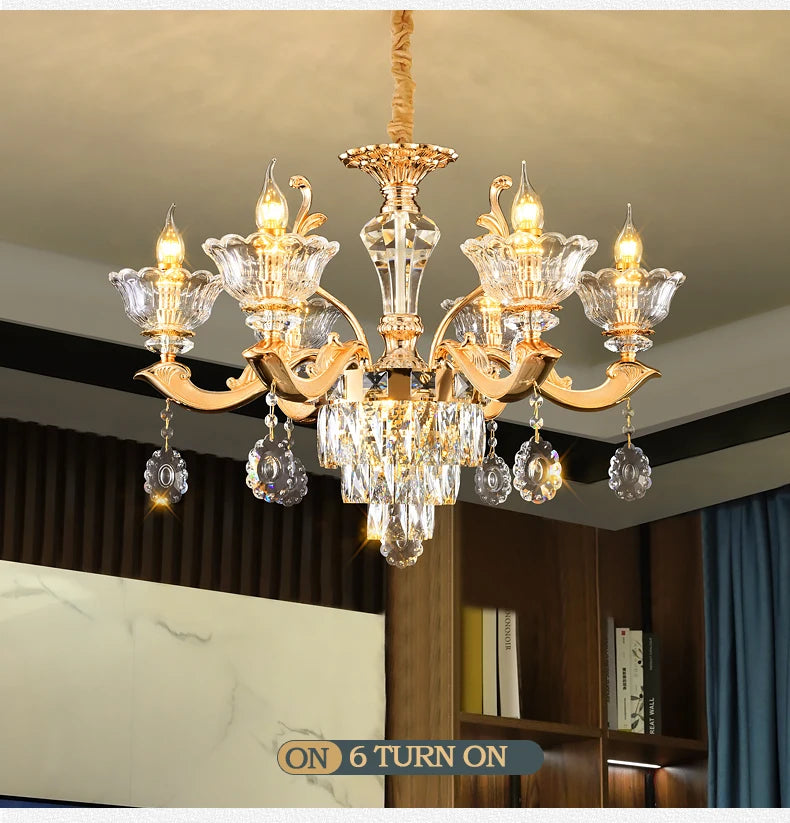 European Style Pendant Lamp Living Room Lamp Crystal Luxurious Atmosphere French Style Restaurant Lamp Duplex Building Lights