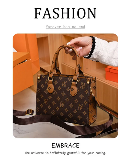 Elegant Retro Women's Tote Bag Single Shoulder Crossbody Bag Floral Print Ladies Handbag Luxury Texture Commuter Messenger Bag