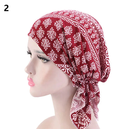 2020 NEW Fashion Women Flower Muslim Ruffle Cancer Chemo Hat Beanie Scarf Turban Head Wrap Cap Printed Headwear Lady Hats