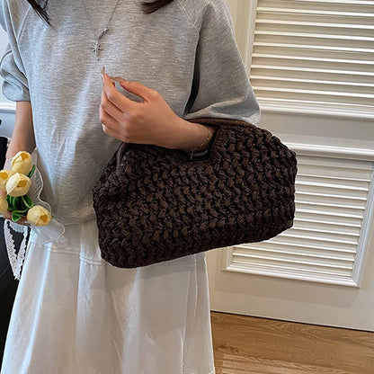 New Summer Beach Bag for Women Clutch Bag Luxury Designer Straw Bags Tote Handbag Fashion Woven Rattan Female Travel Purse