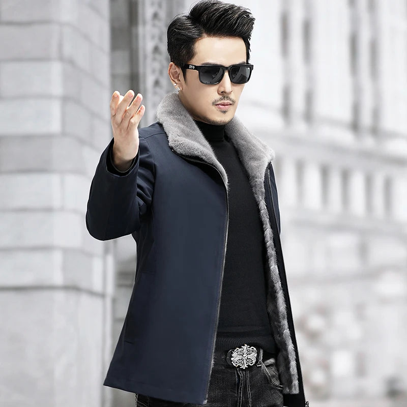 Tcyeek Real Mink Fur Coat Man Winter Jacket for Men Clothes Mid-lengthReal Fur Parka New in Outerwears 2026 Casaco Masculino