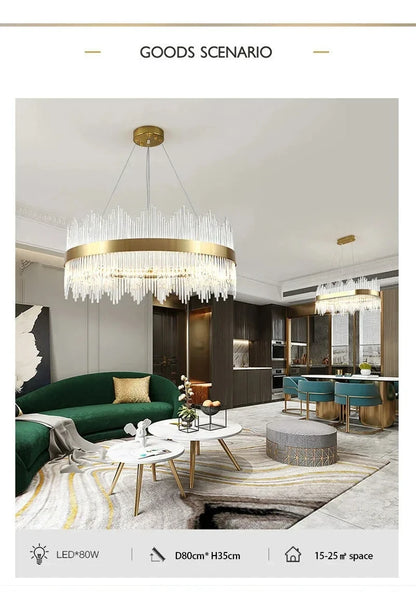 Modern Luxury Crystal Ceiling Chandelier Stainless Steel Living Room Lights Home Decor Dining Room Pendant Lamp Interior Bedroom
