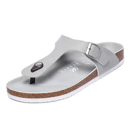All-match Flats Beach Slippers Mens Thick Sole Men Cork Luxury Sandals Beach Vacation Comfort Shoes Slip on Flip Flops for Men