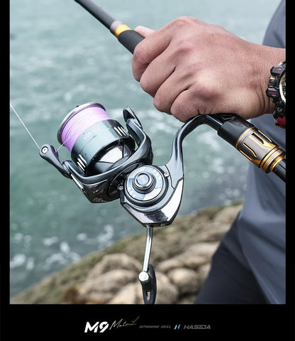 HASIDA M9 Full Metal Sea Spinning Reel 12kg Max Drag Slow Descent Dense 6 Sets Waterproof System Professional for Saltwater