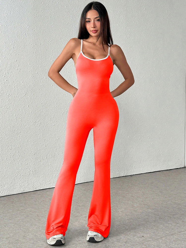 Women's Jumpsuits Streetwear Fashion Summer New Casual Slim Clothing Solid Sexy Sling Backless Elegant Female Jumpsuits Clothing