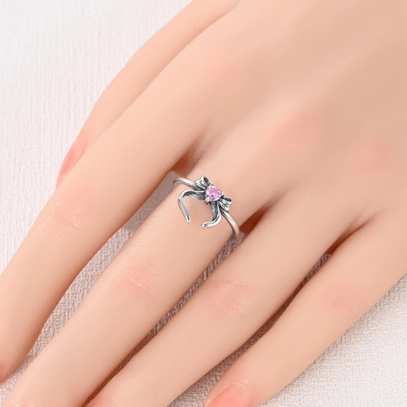 LAZA 925 Sterling Silver Colorful Rings Sparking Zirconium Bowknot Moon Sun Original Ring For Women Anniversary Wedding Gifts