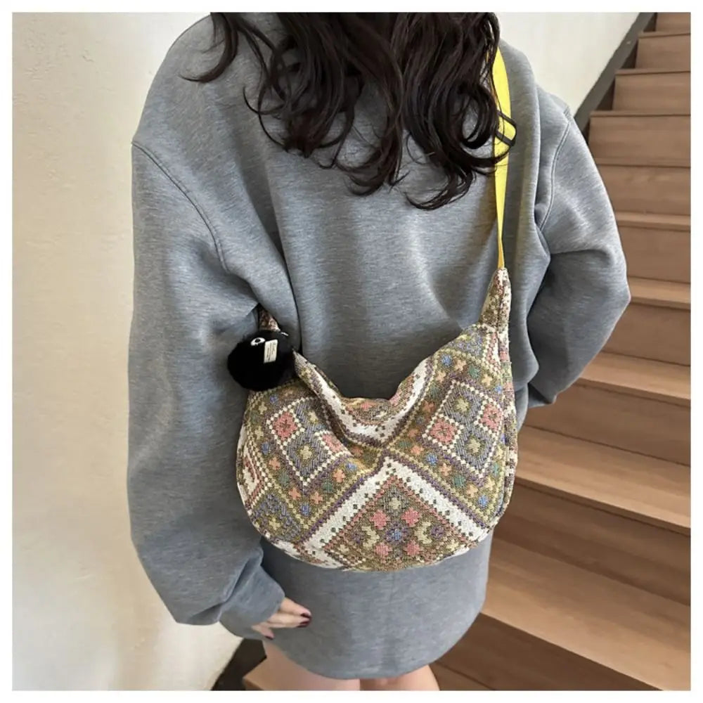 Canvas Shoulder Bags Fashion Large-capacity National Style Underarm Bags Messenger Bag Women Female
