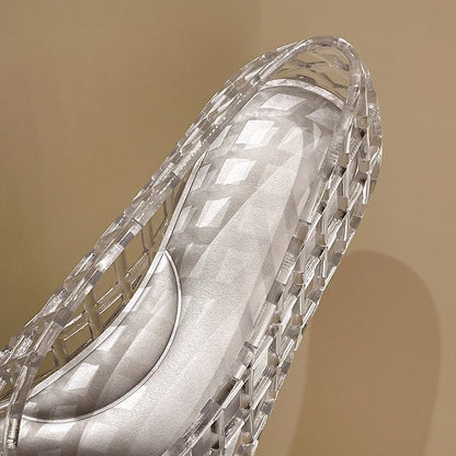 New V-mouth Crystal Jelly Shoes Fashionable, Versatile, Comfortable, Flat Bottom Single Shoes, Casual Sandals for Women