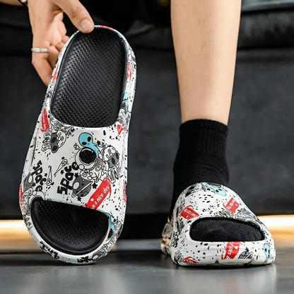 Summer New Men's Women's Light Platform Massage Slippers Unisex Couple Sandals Beach Casual Slides Shoes Soft Sole Flip-flops