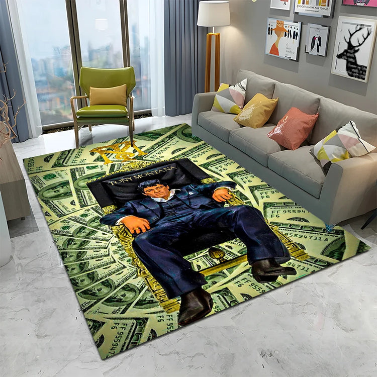 3D Printing Movie Scarface Tony Carpet Rug for Home Living Room Bedroom Sofa Doormat Decor,kids Play Area Rug Non-slip Floor Mat