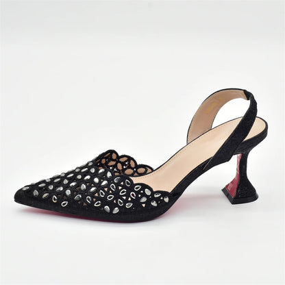 New Arrival Shoe and Bag Set Italian Design Nigeria Party Shoes and Bags for Women Rhinestone Luxury High Heels Woman Pumps