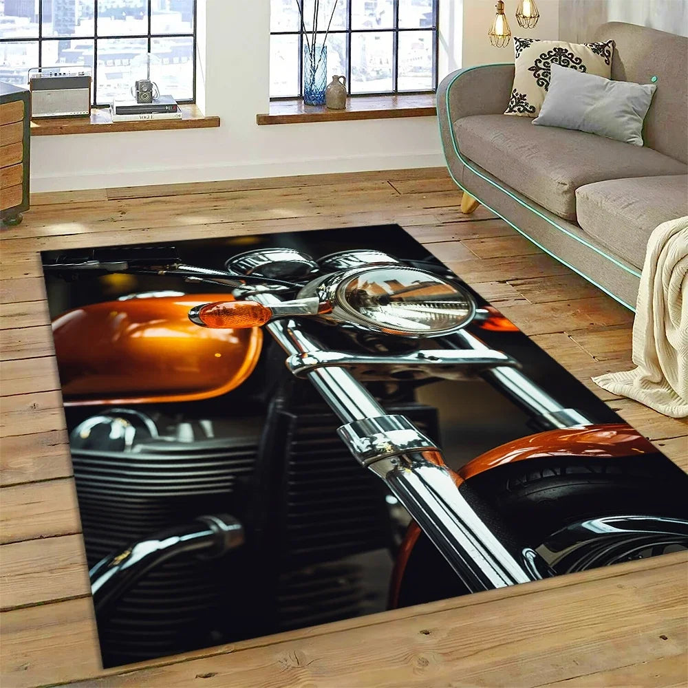 Motocross Modern retro Motorcycle Carpet Rug for Bedroom Living Room Home Sofa Decoration,Children Game Large Decor Floor Mat