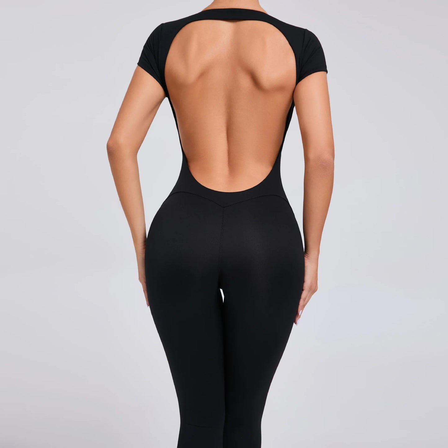 Sports Jumpsuit Woman Gym Sexy Long Jumpsuits One Pieces Fitness Overalls Yoga Sportswear Black Body Women Clothes Short Sleeve