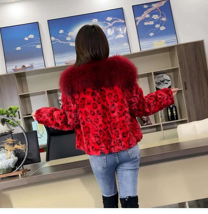 2025 Autumn Winter New Imported Real Mink Fur Coat Women Short Mink Coat High Quality Raccoon Fur Collar Genuine Fur Clothing