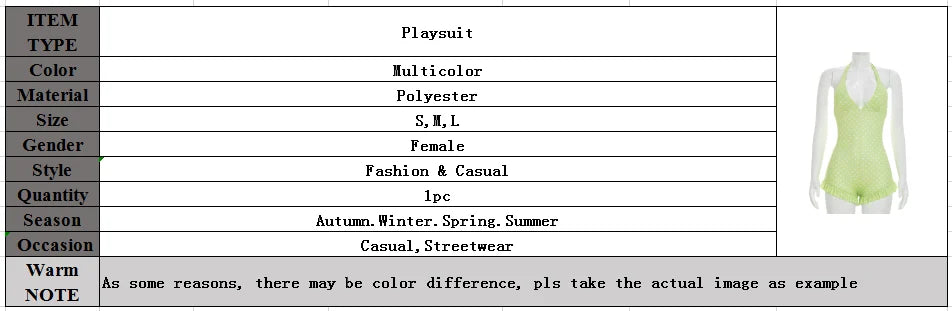 Polka Dot Print Playsuits Women Summer Bandage Halter Ruched Outfits Slim Backless Sleeveless V Neck Rompers Vacation Beach Gift