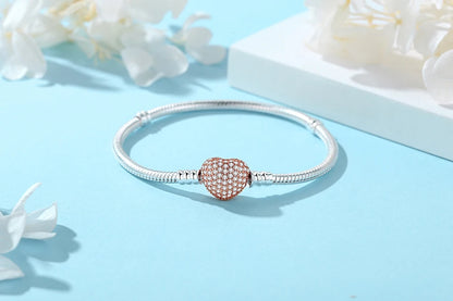 925 Sterling Silver Bracelets Bangles Original Love Heart Clasp Charms Beads Snake Chain Luxury DIY Jewelry For Women Gift