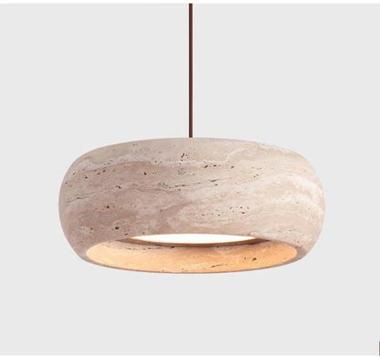 7.8in Modern Pendant Light Adjustable Pendant Lights With Yellow Travertine Lampshade LED 18W 3 Color Dining Room Bedroom