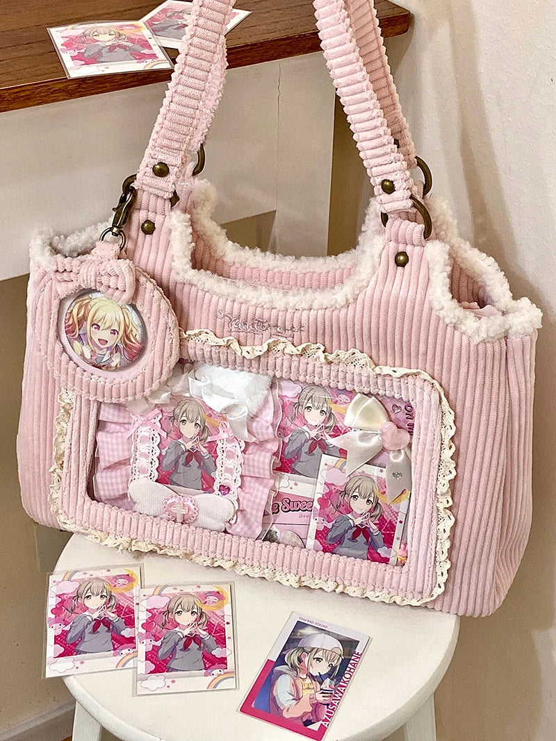 Original Corduroy Satin Lace Ribbon Daily Shoulder Bags Women's Bag Handbags for Women Cute Tote Bags for Women