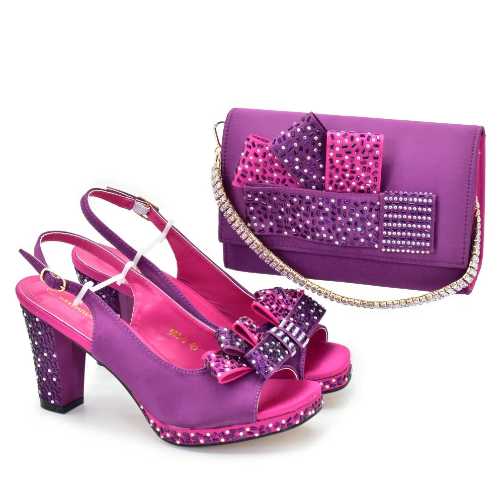 Women Shoes and Bags To Match Set Nigeria Party Luxury Italian Shoes and Bag Set for Women Peep Toe Sexy Wedding Party Sandals