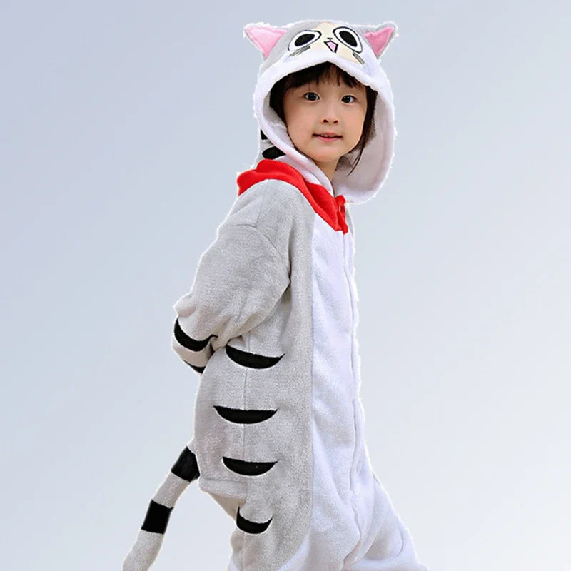 Winter Cat Pajamas Onesie Adults Kigurumi Unicorn Animal Sleepwear Slipper Onesies Women Men Kids Flannel Nightwear Home Clothes