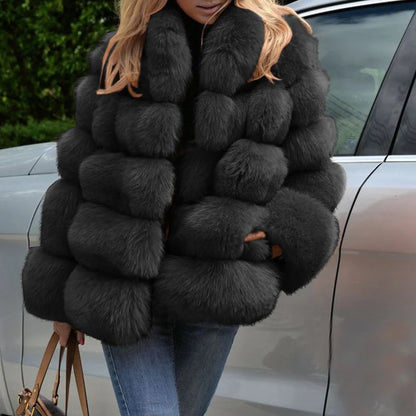 2026 Women Winter Plus Size Faux Fur Coat Female Loose Furry Long Sleeve Plush Jacket Ladies Large Fake Fur Warm Fluffy Cardigan