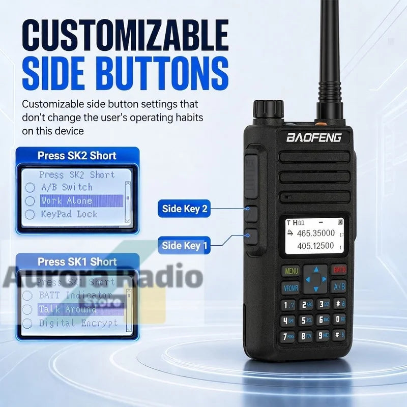 Baofeng DM-1801 DMR Walkie Talkie AES256 Man Down VHF UHF Digital & Analogy Dual Time Slot Roaming Recording 1024 Channel Radio
