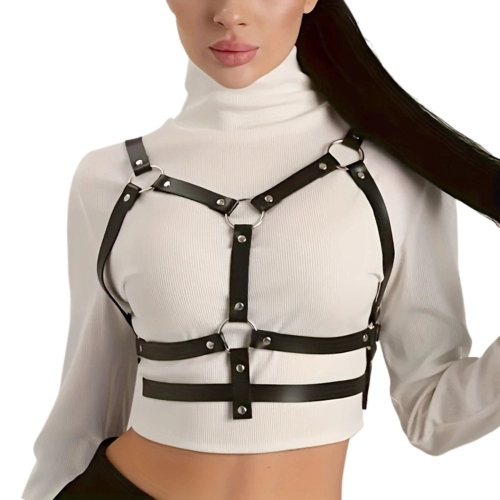 Women Fashion PU Leather Belt Street Style Bondage Body Harness Punk Decorative Harness Gothic Waistband Clothing Accessoreis