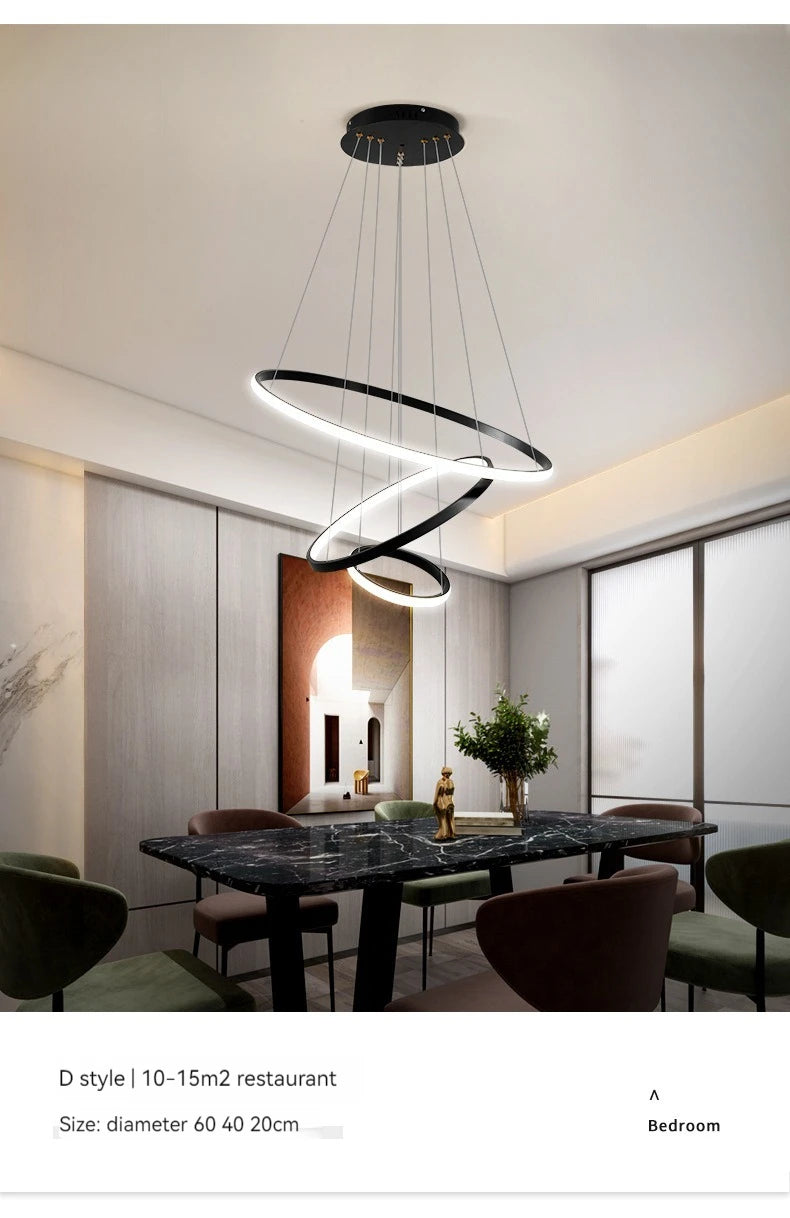 Modern Round LED Chandeliers for Living Room Dining Room Kitchen Island Luster Pendant Lights Fixture Home Decor Indoor Lighting