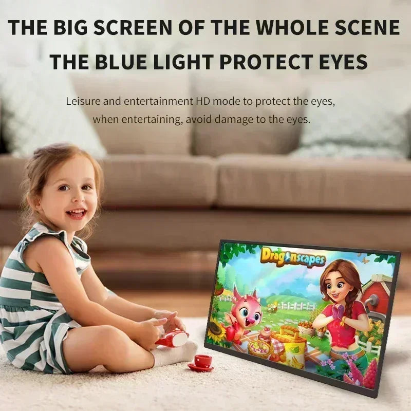 HGFRTEE Portable Monitor 18.5inch 120Hz Resolution Travel Size Gaming Display with USB-C Connection for Laptop PC Game Consoles