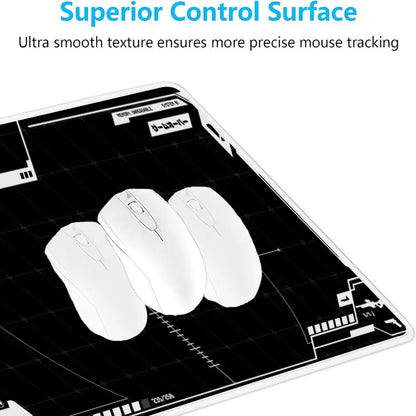 Gaming Mouse Pad Black White HUD Grid XXL Desk Mat Non Slip Rubber Waterproof Keyboard Mat PC Playmat Speed Extension XXL