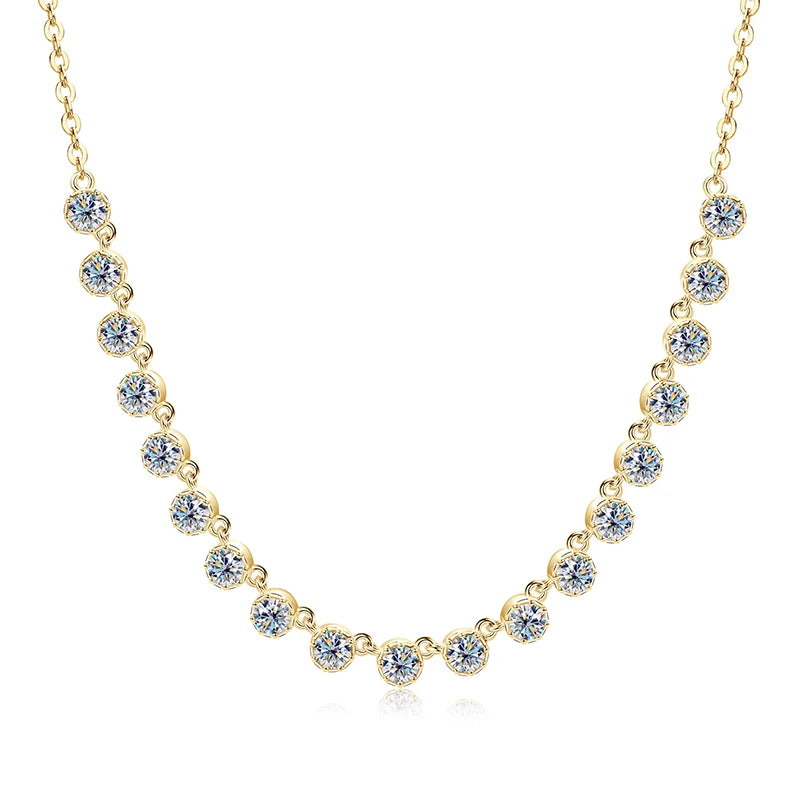OXTAO Certified Moissanite Bubble-Style Necklace 3mm D VVS1 for Women Sweet U-Smile Pendant Necklace Jewelry 14K Gold Filled
