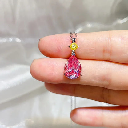 luxury 18K white gold and platinum PT950 new 5.3 carat water drop color moissanite pendant large carat model