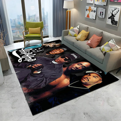 Legend Star Hip Hop Rapper Art Carpet Rug for Home Living Room Bedroom Sofa Doormat Decor,kids play Area Rug Non-slip Floor Mat