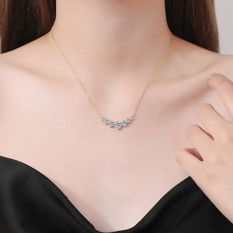 TY 925S Silver Pendant Necklace 1.7/2.8/5ct D Color Moissanite Smile Necklace Fine Jewelry With Certificate Women For Wedding
