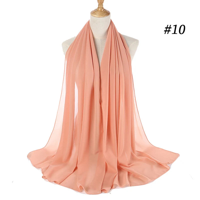 Muslim Chiffon Hijab Women Bubble Chiffon Scarf For Women Ladies Veil Muslim Islam Solid Color Malaysia Musulman Wrap Scarves
