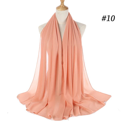 Muslim Chiffon Hijab Women Bubble Chiffon Scarf For Women Ladies Veil Muslim Islam Solid Color Malaysia Musulman Wrap Scarves