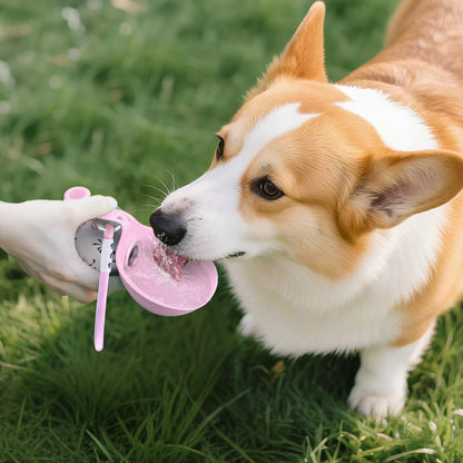 2-in-1 Portable Leak-Proof Compact Dog Travel Water Bottle Stainless Steel Silicon for Small Dogs