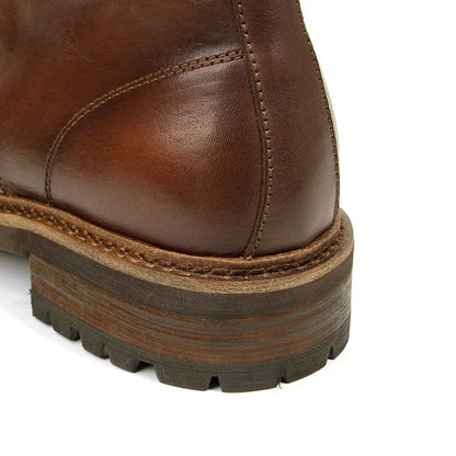 Vintage Work Boots Men's Winter High-top Leather Boots Men Mid-top Short Boots