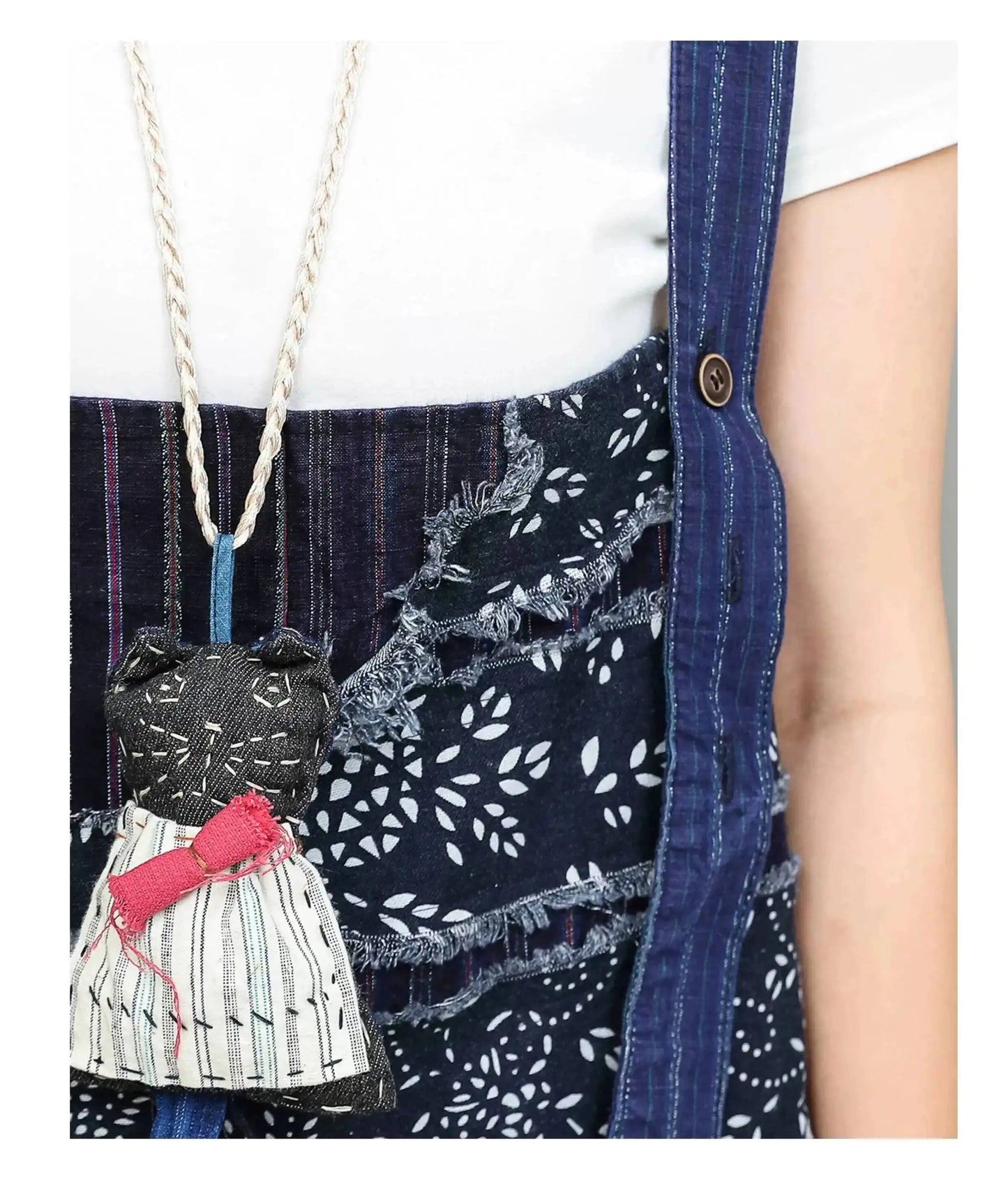 Unique Niche Women Cotton-linen Patchwork High-waist Overalls Large Pockets Sleeveless Jumpsuit LX6266