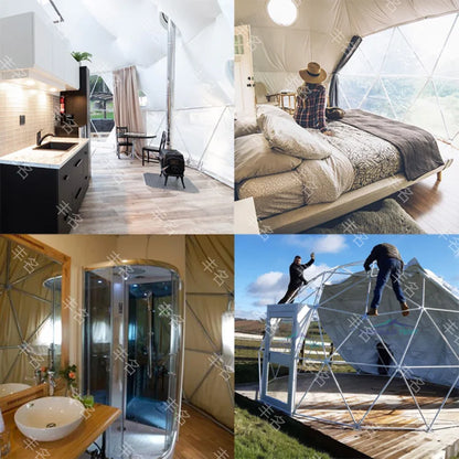 Forest Glamping Geodesic Dome House Prefab Half Sphere Domos Pvc Geodesic Dome Tents for Camping Dome Tent